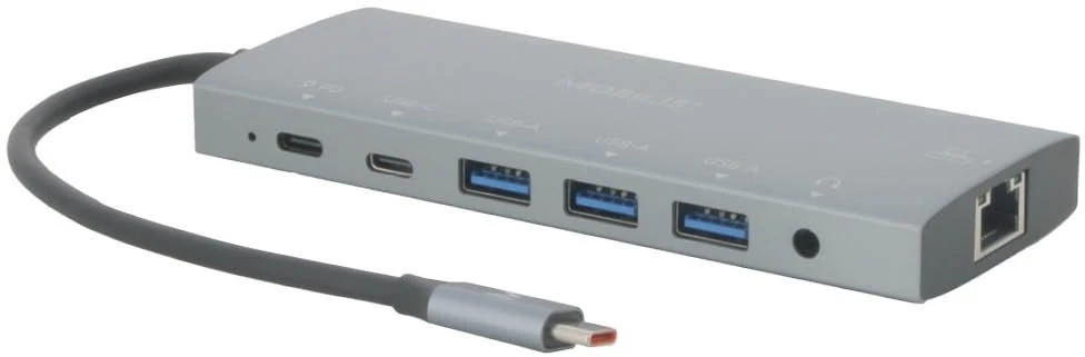 Carruzzo Mobilis 020028 knyginių kompiuterių dokas / jungčių replikatorius Vielinis USB 3.2 Gen 1 (3.1 Gen 1) Type-C Pilka