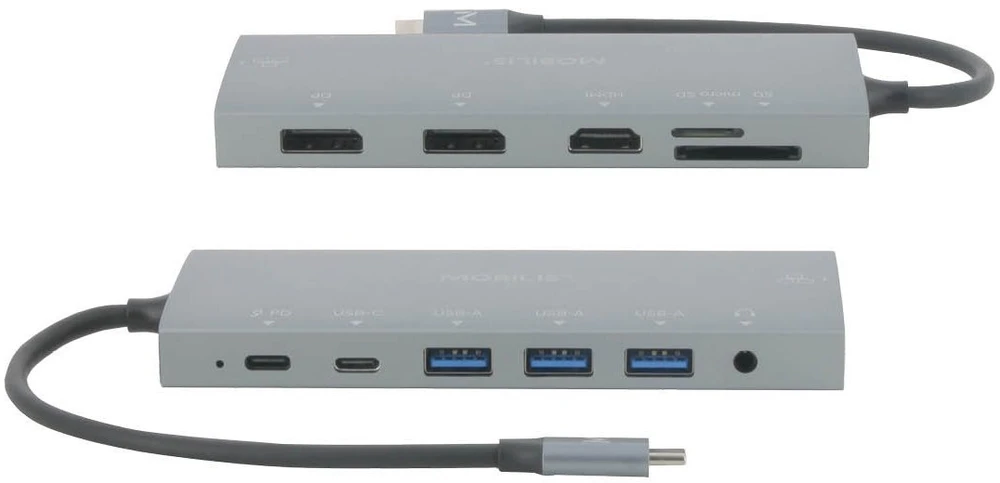 Carruzzo Mobilis 020028 knyginių kompiuterių dokas / jungčių replikatorius Vielinis USB 3.2 Gen 1 (3.1 Gen 1) Type-C Pilka