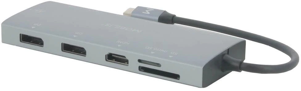 Carruzzo Mobilis 020028 knyginių kompiuterių dokas / jungčių replikatorius Vielinis USB 3.2 Gen 1 (3.1 Gen 1) Type-C Pilka