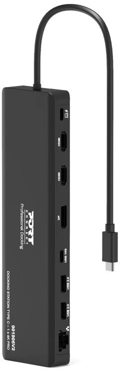 Šakotuvas Stotis/replikatorius Port Designs PORT Connect Mobilioji dokavimo stotis 1 x 4K USB-C 9 įrenginiams 100 W (901906V2)