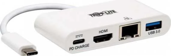 Tripp Lite USB-C dokas U444-06N-H4GU-C Single Ekranas/1xHDMI/iki sngle 4K/1xUSB 3.2/palaikymas PD 60W/Baltas/Maitinimo šaltinis neįtrauktas