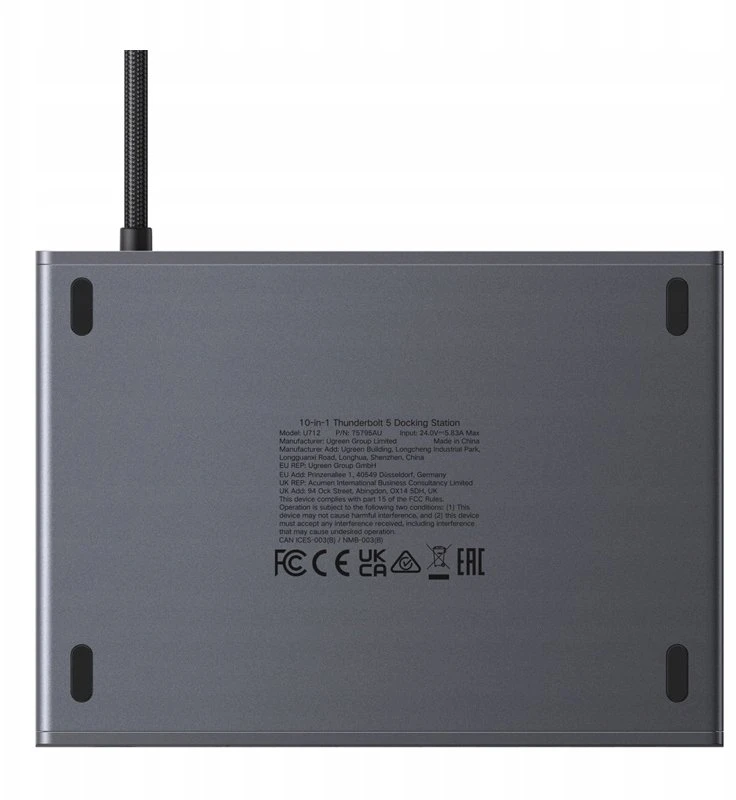 Jungčių stotelė 10in1 Thunderbolt 5 (USB-C) - 2xTBT5/DisplayPort, RJ45, USB3.0 Maxidok Revodok U712 UGREEN