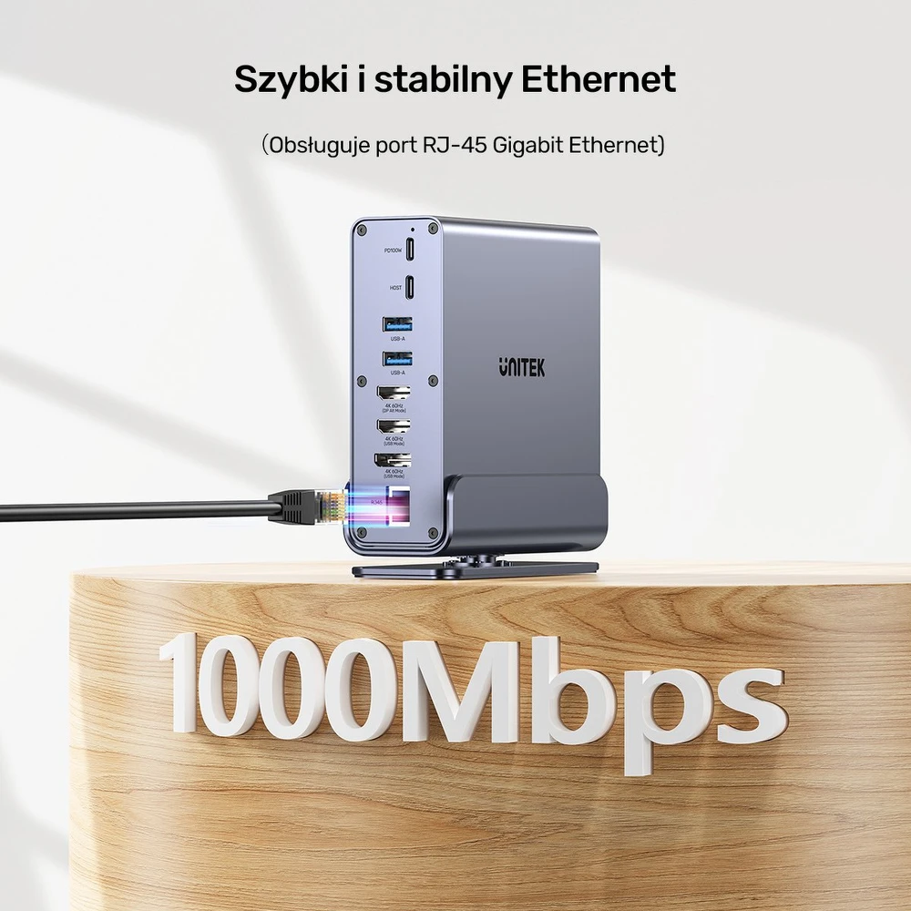 Šakotuvas Stotis / replikatorius Unitek Universal DisplayLink Triple 4K USB-C/Thunderbolt (D1135AGY01)