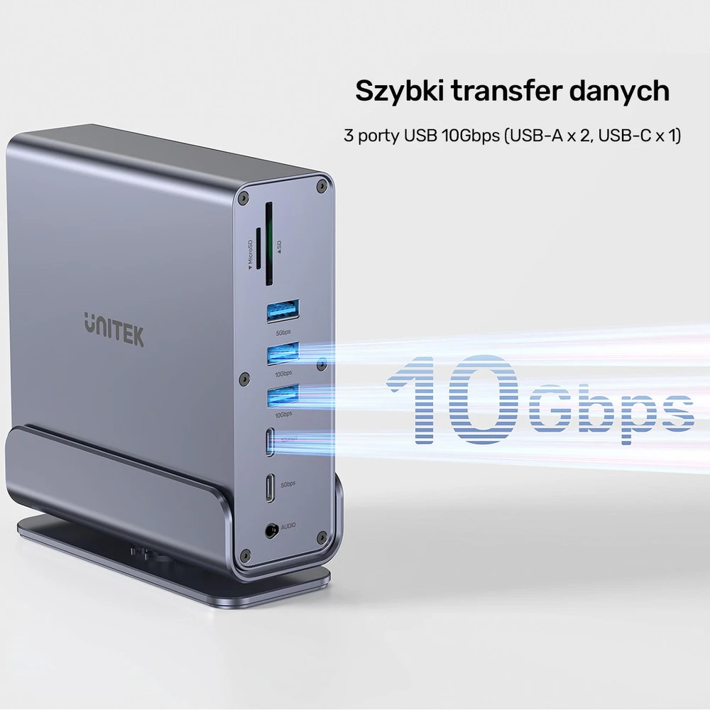 Šakotuvas Stotis / replikatorius Unitek Universal DisplayLink Triple 4K USB-C/Thunderbolt (D1135AGY01)