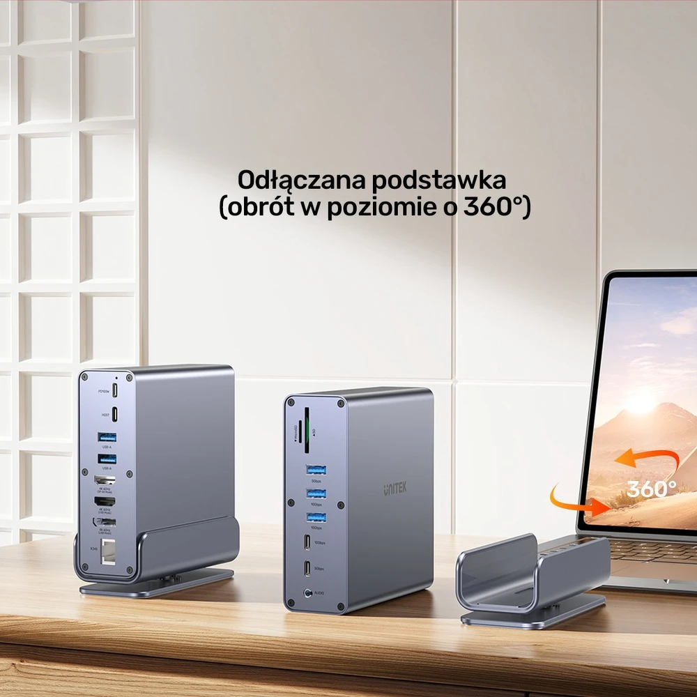 Šakotuvas Stotis / replikatorius Unitek Universal DisplayLink Triple 4K USB-C/Thunderbolt (D1135AGY01)