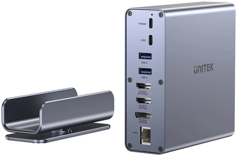 Šakotuvas Stotis / replikatorius Unitek Universal DisplayLink Triple 4K USB-C/Thunderbolt (D1135AGY01)