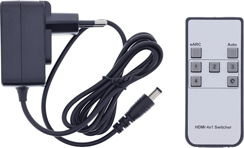Šakotuvas „StarTech InLine HDMI“ jungiklis – 4 lizdų – HDMI 2.1 – 8K@60Hz – 4K@120Hz – eARC SPDIF lizdas, IR nuotolinio valdymo pultas