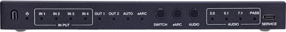 Šakotuvas „StarTech InLine HDMI“ jungiklis – 4 lizdų – HDMI 2.1 – 8K@60Hz – 4K@120Hz – eARC SPDIF lizdas, IR nuotolinio valdymo pultas