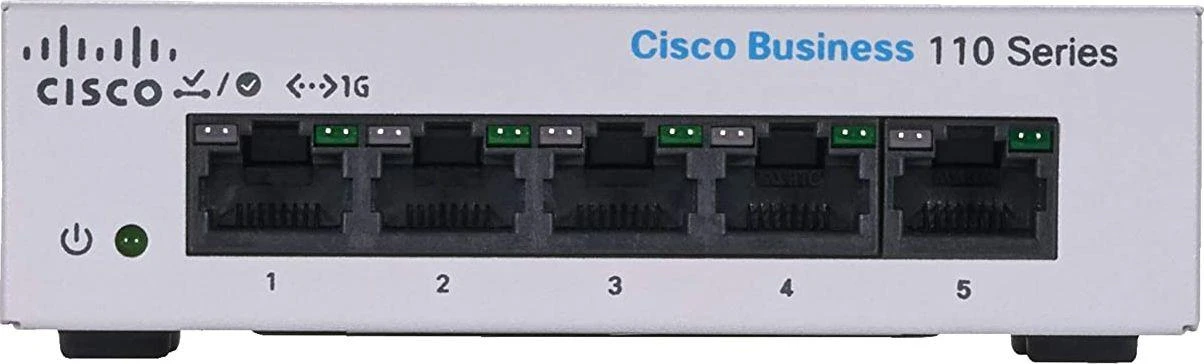 Šakotuvas Cisco CBS110 nevaldomas 5 prievadų GE, stalinis kompiuteris, išorinis PS