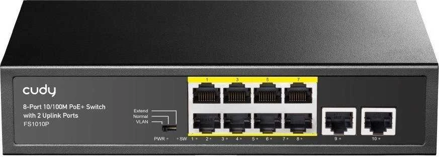 Šakotuvas Komutatorius - Cudy FS1010P 8-Portis PoE Fast Ethernet Juodas