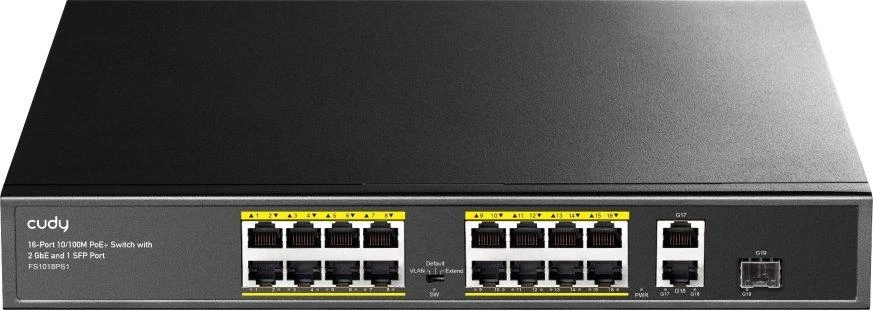 Šakotuvas Cudy FS1018PS1 tinklo jungiklis Fast Ethernet (10/100) Power over Ethernet (PoE) Pilkas
