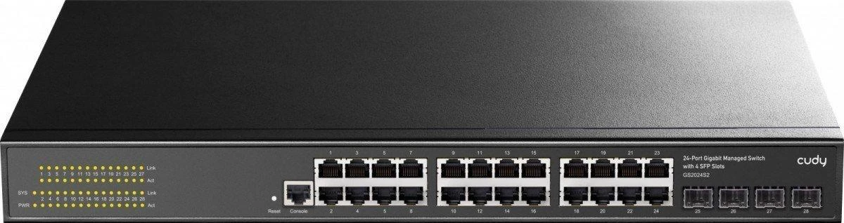 Šakotuvas Komutatorius - Cudy GS2024S2 Valdomas L2/L3 24 Prievadų Gigabit Juodas