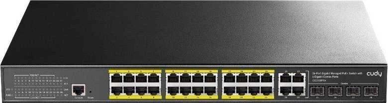 Šakotuvas Valdomas komutatorius - Cudy GS2028PS4 L2 Gigabit Ethernet PoE 1U Juodas