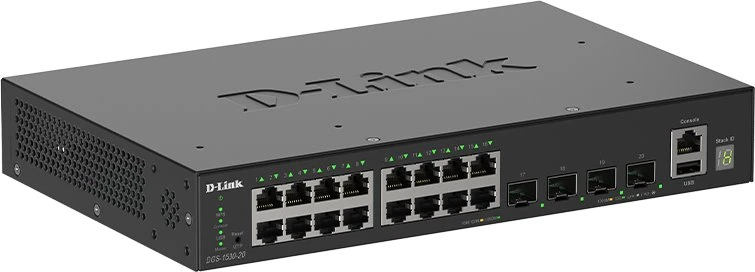 Šakotuvas „D-Link“ 16 prievadų gigabito sudedamas išmanusis valdomas komutatorius | „D-Link“