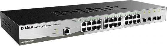 Šakotuvas D-Link DGS-1210-28/ME 28 prievadų Gigabit Metro Ethernet išmanusis jungiklis, 24x GbE, 4x SFP, be ventiliatoriaus