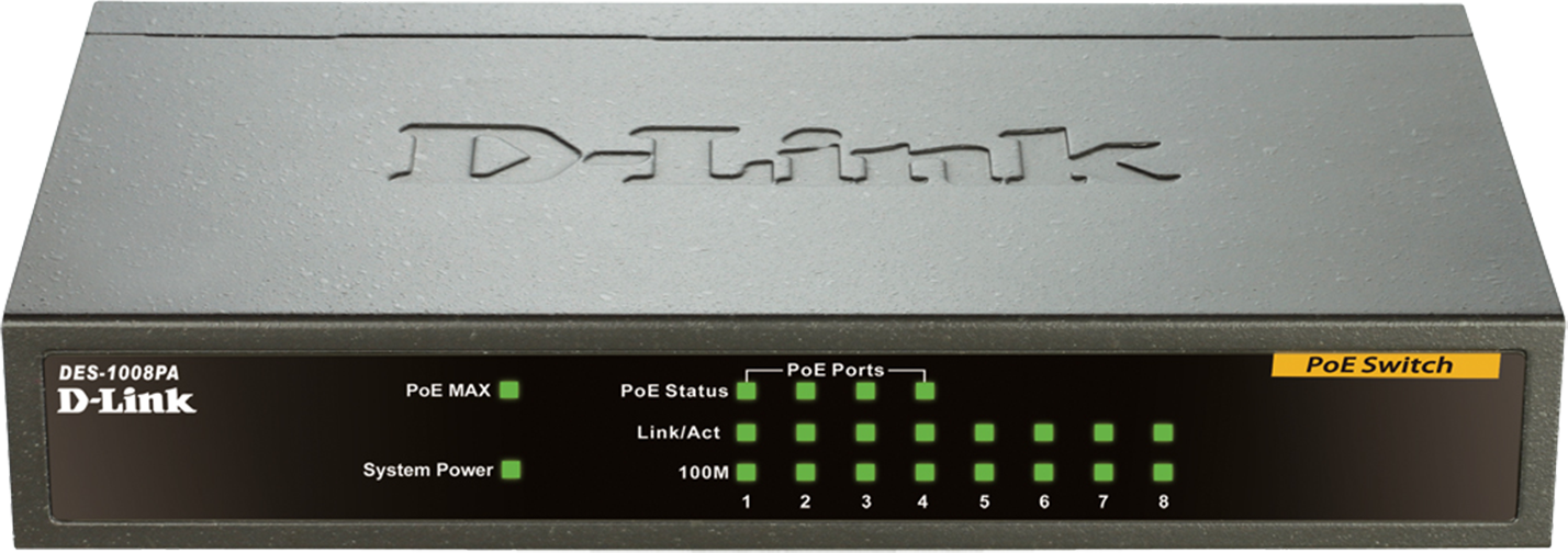 Šakotuvas D-LINK 8 prievadų Layer2 PoE greitasis eterneto jungiklis