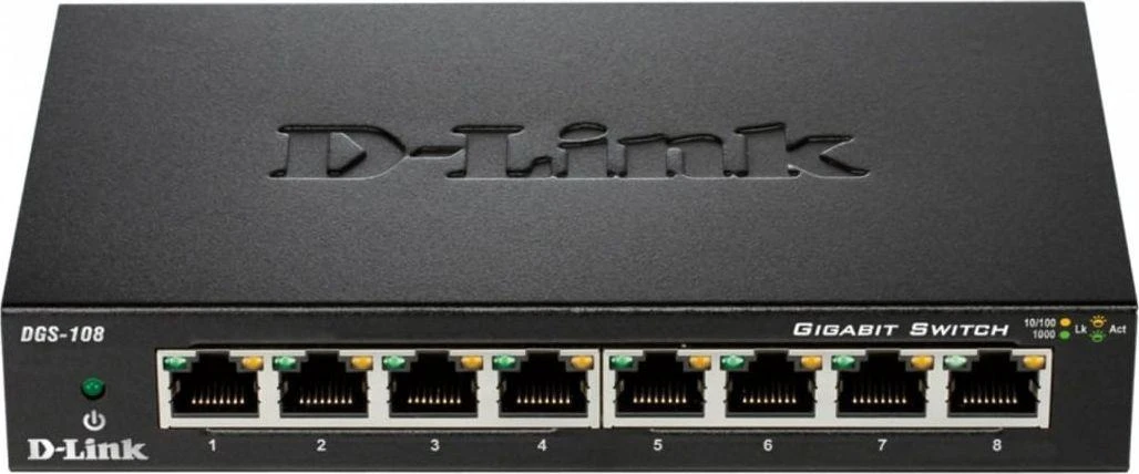 Šakotuvas D-LINK 8-Port Layer2 Gigabit šviesos jungiklis be IGMP