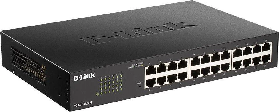 Šakotuvas D-Link DGS-1100-24V2 tinklo komutatorius Valdomas Gigabit Ethernet (10/100/1000) Juoda 1U