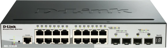 Šakotuvas D-LINK 28 prievadų išmanusis valdomas PoE Gigabit Stack jungiklis