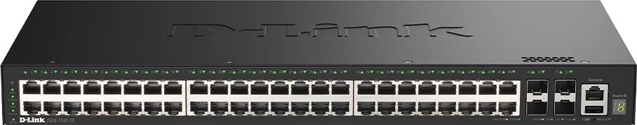 Šakotuvas „D-Link“ 48 prievadų gigabito stekuojamas išmanusis valdomas komutatorius | „D-Link“