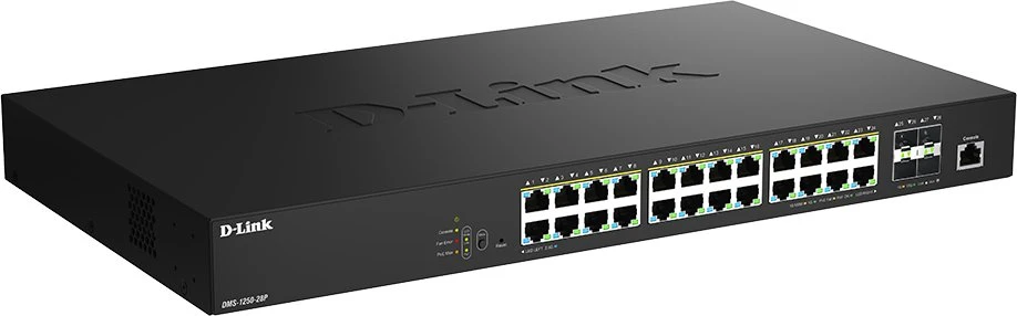 Šakotuvas D-Link | DMS-1250-28P/E | 28 prievadų 2.5G išmanusis valdomas PoE komutatorius | Stalinis | Valdomas