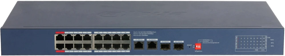 Šakotuvas Dahua Technology Komutatorius POE CS4220-16GT-190 16 prievadų + 2 x UPLINK + 2 x SFP DAHUA