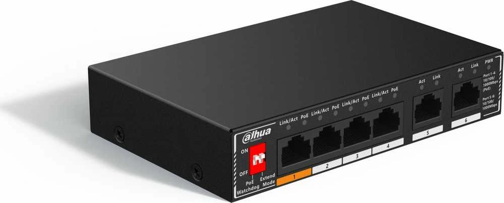 Šakotuvas SWITCH POE SG1006P 4 PRIEVADŲ DAHUA