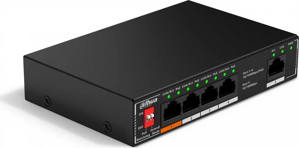 Šakotuvas SWITCH POE SF1005P 4 PRIEVADŲ DAHUA