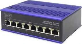 Šakotuvas Digitus INDUSTRIAL 4-PORT GIGABITPOESW - 1XUPLINK DIN RAIL EXT.TEMP RANGE