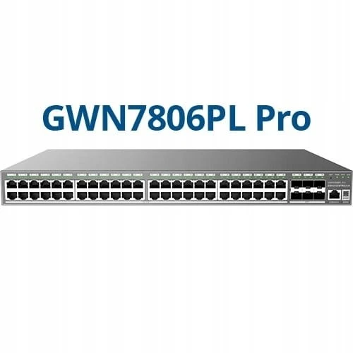 Šakotuvas „Grandstream GWN7806PL PRO“ – valdomas įmonės lygio 2++ komutatorius – 48 × gigabito RJ45 (PoE/PoE+) + 6 × gigabito SFP+