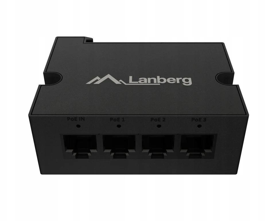 Šakotuvas LANBERG DIN-GE4-BT-90W SWITCH 1XIN 3XOUT 1GB POE EXTENDER GIGABIT ETHERNET DIN RAIL BT 90W