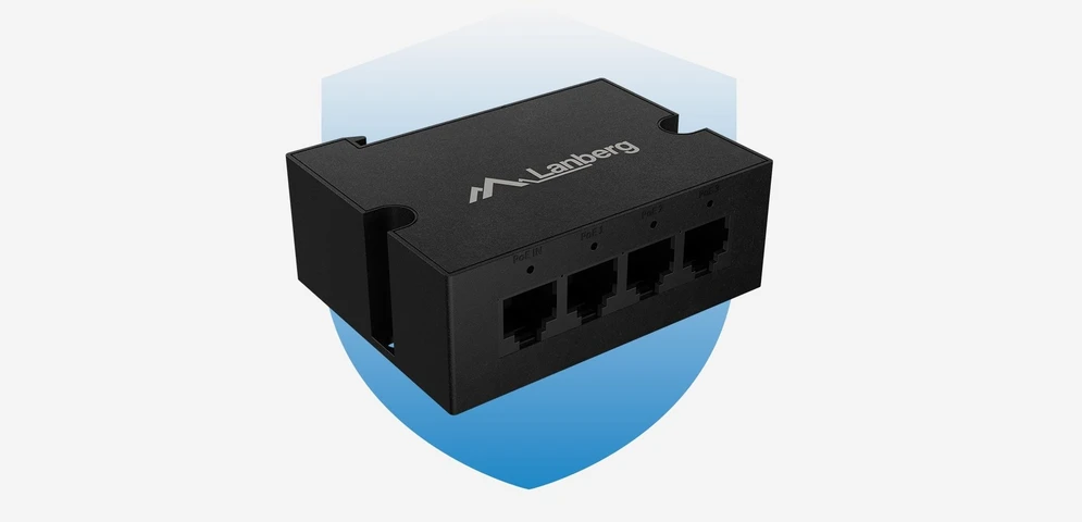Šakotuvas LANBERG DIN-GE4-BT-90W SWITCH 1XIN 3XOUT 1GB POE EXTENDER GIGABIT ETHERNET DIN RAIL BT 90W