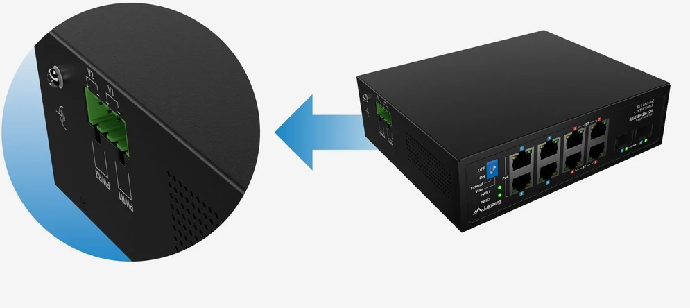Šakotuvas Komutatorius Lanberg ILFE-8P-1GE-1S-120 Light Industrial PoE 4XBT 4XAT SFP+ETH DIN FAST Ethernet
