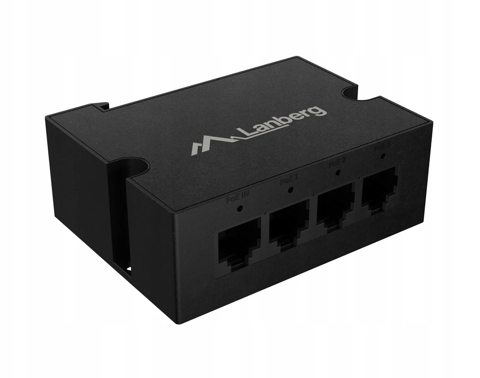 Šakotuvas LANBERG DIN-GE4-BT-90W SWITCH 1XIN 3XOUT 1GB POE EXTENDER GIGABIT ETHERNET DIN RAIL BT 90W