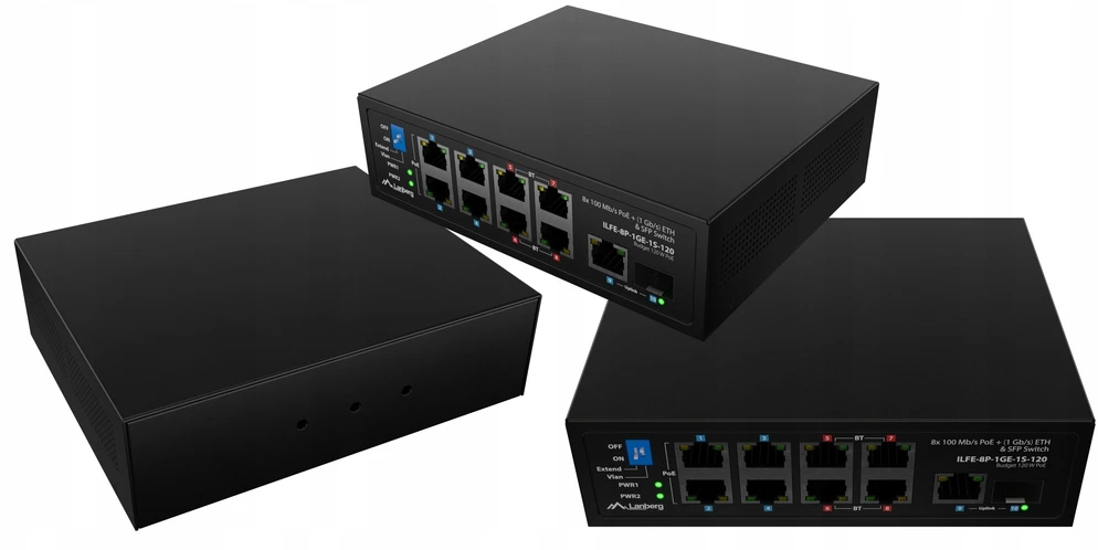 Šakotuvas Komutatorius Lanberg ILFE-8P-1GE-1S-120 Light Industrial PoE 4XBT 4XAT SFP+ETH DIN FAST Ethernet