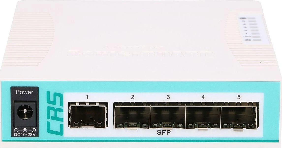 Šakotuvas MIKROTIK MT CRS106-1C-5S MikroTik CRS106-1C-5S L5 5xSFP 1G, 1xGigabit LAN PoE / SFP derinys, stalinis dėklas