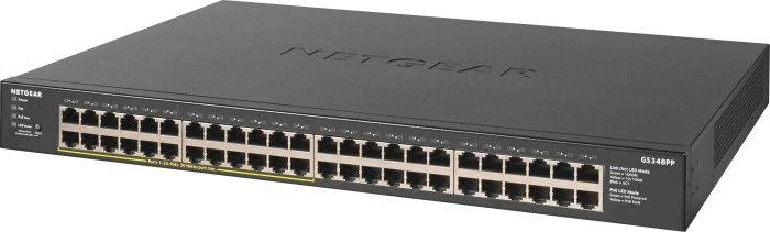 Serveris Netgear GS348PP Ne-valdomas Gigabit Ethernet (10/100/1000) Juoda Maitinimas per Eternetą (PoE)
