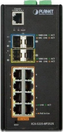 Šakotuvas Komutatorius Planet IP30 pramoninis L2+/L4 8 prievadų IGS-5225-8P2S2X (IGS-5225-8P2S2X)