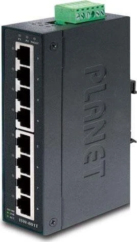 Šakotuvas PLANET ISW-801T tinklo komutatorius Ne-valdomas L2 Fast Ethernet (10/100) Mėlyna