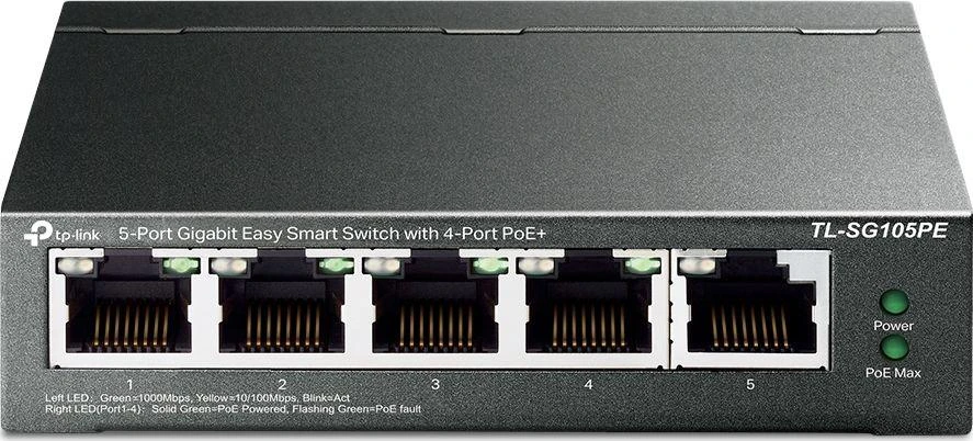 Šakotuvas TP-Link 5-PORT GIGAB EASY SMART SWITCH - WITH 4-PORT POE+