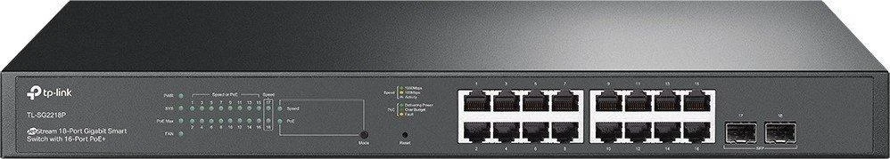 Šakotuvas Tinklo Komutatorius - TP-Link TL-SG2218P Gigabit Ethernet Su PoE 1U Juoda