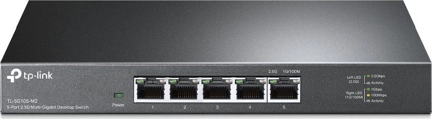 Šakotuvas TP-LINK | 5 prievadų 2.5G darbalaukio jungiklis | TL-SG105-M2 | Nevaldomas | Darbalaukis | Maitinimo tipas Išorinis