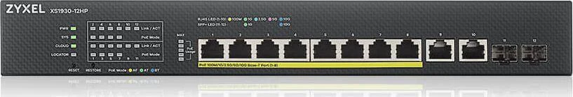 Šakotuvas Zyxel XS1930-12HP-ZZ0101F tinklo komutatorius Valdomas L3 10G Ethernet (100/1000/10000) Juoda Maitinimas per Eternetą (PoE)