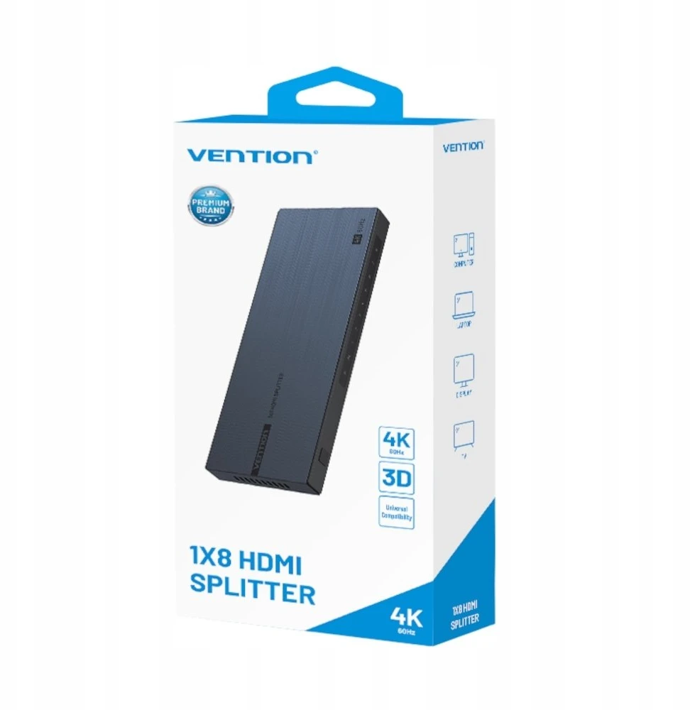 Šakotuvas Vention HDMI skirstytuvas Vention 1 įėjimas x 8 išėjimai 4K@60Hz
