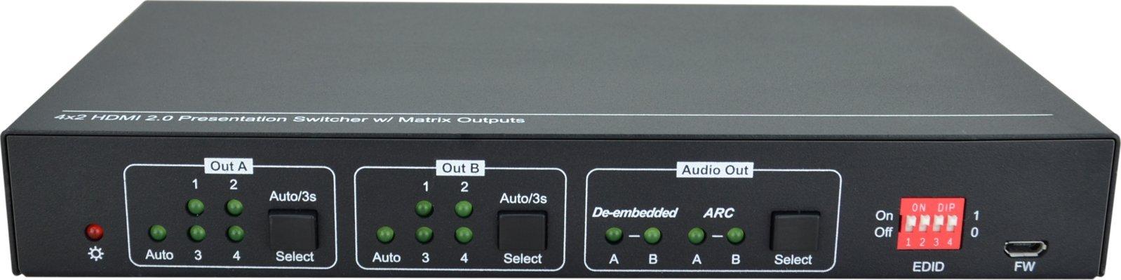 Šakotuvas „VivoLink HDMI 2.0 4x2“, „Matrix Motor“,