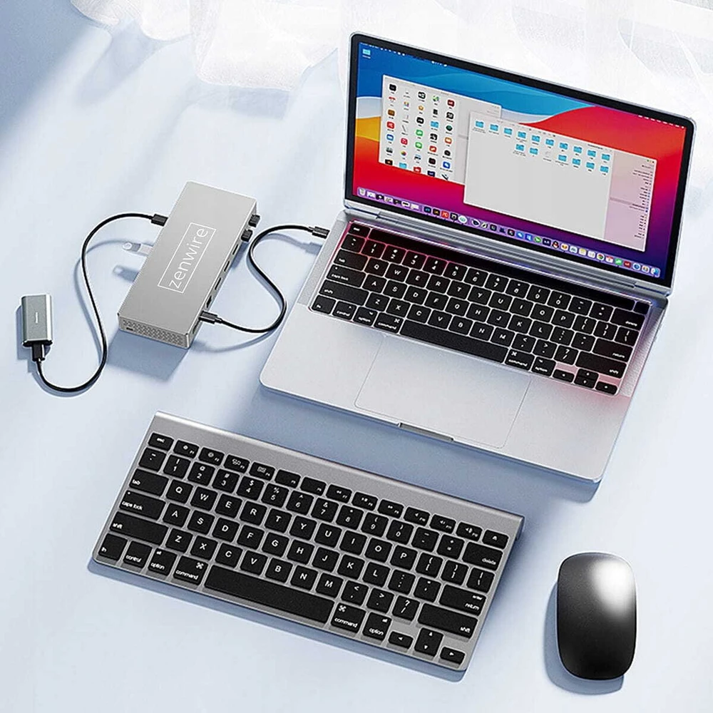 „Zenwire“ prijungimo stotelė / replikatorius USB-C šakotuvas 16 viename 2x HDMI 4K 60Hz „DisplayPort 1.4“ USB SD lizdas