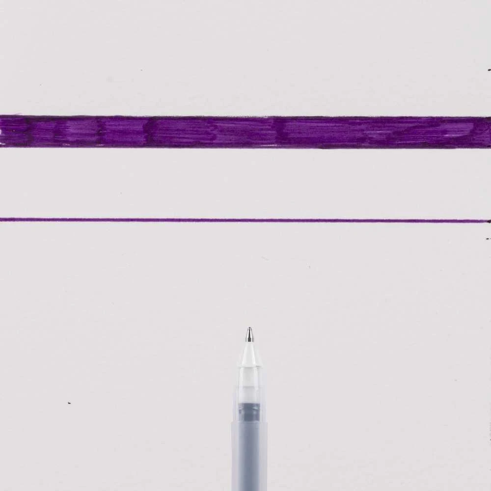 Sakura Gelly Roll 08 violetinis rašiklis su linijų pavyzdžiais