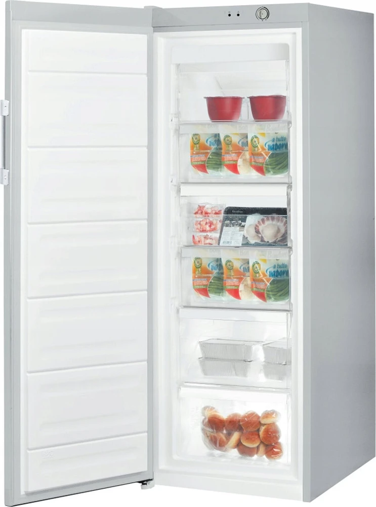 INDESIT | Šaldiklis | UI6 2 S | Energijos vartojimo efektyvumo klasė E | Stačias | Laisvai stovintis | Ūgis 167 cm | Bendra grynoji talpa 245 L | Sidabrinis
