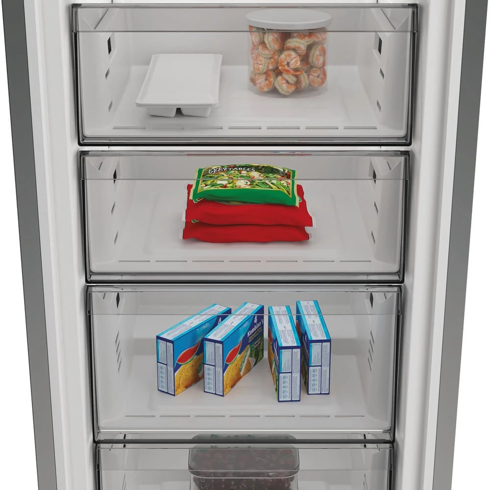 Sidabrinės spalvos šaldiklis Whirlpool WHMFF 6312 XP4