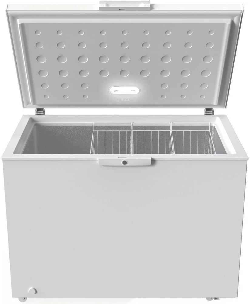 Whirlpool Šaldiklis | W3RHS30DW | Energy efficiency class D | Chest | Free standing | Height 85 cm | Total net capacity 308 L | Baltas | Ekranas